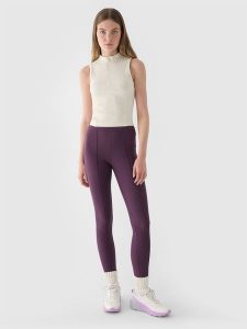 4F Legginsy dzianinowe damskie - fioletowe XS. Fioletowe legginsy 4f, bez wzorów, z dzianiny, z podwyższonym stanem. W wyprzedaży za 59,99 zł.