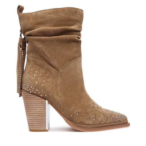 Kowbojki Alma En Pena. Brązowe botki Alma en Pena, bez wzorów, bez obcasa, na słupku, bez zapięcia. Za 599,99 zł.