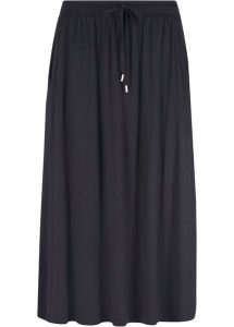 Spódnica z dżerseju z mieszanki bawełny. Czarne spódnice bonprix, bez wzorów, z bawełny, midi. Za 77,99 zł.