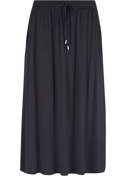 Spódnica z dżerseju z mieszanki bawełny. Czarne spódnice bonprix, bez wzorów, z bawełny, midi. Za 77,99 zł.