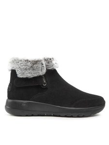 Skechers Botki On-The-Go Joy 144041/BKGY Czarny. Czarne botki Skechers, bez wzorów, ze skóry, bez obcasa, na płaskiej podeszwie, bez zapięcia. Za 279,00 zł.