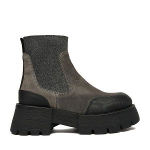 Sztyblety G-Star Raw. Szare botki G-Star Raw, bez wzorów, bez obcasa, na płaskiej podeszwie, bez zapięcia. Za 439,99 zł.