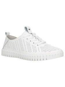 Wojas Skórzane sneakersy w kolorze białym rozmiar: 39. Białe trampki Wojas, bez wzorów, ze skóry, bez zapięcia. Za 223,46 zł.