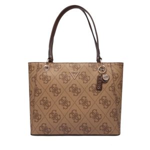 Torebka Guess. Brązowe shopper bag Guess, z aplikacjami, bez dodatków. Za 679,99 zł.