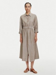 KAOS Sukienka codzienna RP1MR046 Szary Regular Fit. Szare sukienki KAOS, na co dzień, bez wzorów, ze lnu, bez kołnierzyka, bez ramiączek, proste. Za 679,00 zł.