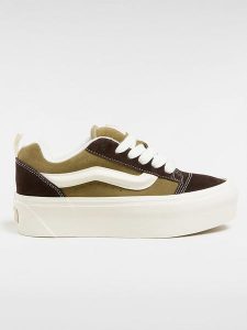 Vans Skórzane sneakersy "Knu Stack" w kolorze oliwkowo-kremowo-brązowym rozmiar: 38. Brązowe trampki Vans, bez wzorów, bez zapięcia. Za 223,99 zł.