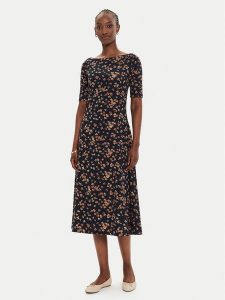 Lauren Ralph Lauren Sukienka codzienna 250946135001 Granatowy Slim Fit. Niebieskie kombinezony Lauren Ralph Lauren, na co dzień, xs, bez wzorów, z bawełny, bez kołnierzyka, bez ramiączek, proste. Za 389,99 zł.