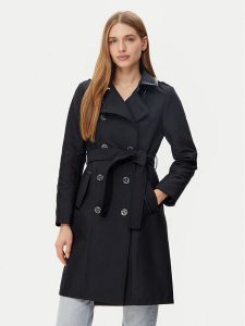 Morgan Trencz 251-GSELAM Czarny Regular Fit. Czarne płaszcze Morgan, bez wzorów, z syntetyku, bez kaptura. Za 379,99 zł.