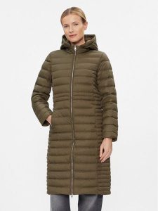 Tommy Hilfiger Płaszcz zimowy Feminine WW0WW39861 Khaki Regular Fit. Brązowe płaszcze TOMMY HILFIGER, na zimę, s, bez wzorów, z syntetyku, bez kaptura. Za 879,99 zł.