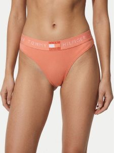 Tommy Hilfiger Stringi Heritage Tonal UW0UW06039 Pomarańczowy. Brązowe stringi TOMMY HILFIGER, bez wzorów, z bawełny. Za 89,99 zł.