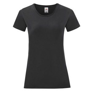 Koszulka Damska Iconic 150. Czarne bluzki FRUIT OF THE LOOM, xl, bez wzorów, sportowe, bez kołnierzyka, bez ramiączek. Za 28,99 zł.