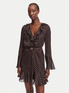 Guess Sukienka codzienna W6YK35 W2959 Brązowy Regular Fit. Brązowe sukienki Guess, na co dzień, l, z aplikacjami, z syntetyku, bez kołnierzyka, bez ramiączek, proste. Za 654,99 zł.