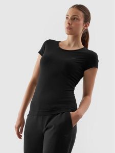 4F T-Shirt 4FAW23TTSHF0906 Czarny Slim Fit. Czarne t-shirty 4f, l, bez wzorów, z bawełny, bez kołnierzyka, bez ramiączek. Za 59,99 zł.