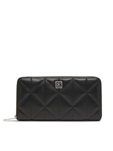 Calvin Klein Portfel Quilted Long Zip Around LV04F1122G Czarny. Czarne portfele Calvin Klein, bez wzorów, ze skóry. Za 369,99 zł.