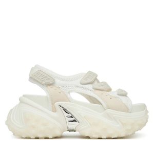 Sandały Buffalo. Białe sandały Buffalo, bez wzorów, bez obcasa, na płaskiej podeszwie, bez zapięcia. Za 429,99 zł.