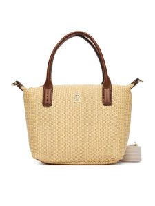 Tommy Hilfiger Torebka Popette Mini Tote Raffia AW0AW18523 Beżowy. Brązowe torebki klasyczne TOMMY HILFIGER, bez wzorów, z syntetyku, bez dodatków. Za 449,99 zł.