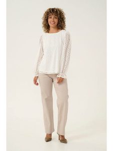 Cream Bluzka "Valerie" w kolorze białym rozmiar: 44. Białe bluzki Cream, bez wzorów, z koronki, bez kołnierzyka, bez ramiączek. Za 118,56 zł.