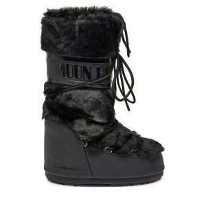 Śniegowce Moon Boot. Czarne buty zimowe Moon Boot, bez obcasa, bez zapięcia. Za 979,00 zł.