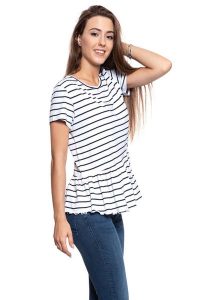 MUSTANG T SHIRT DAMSKI Alina C Ruffle 1009444 11722. Białe t-shirty Mustang, s, bez wzorów, bez kołnierzyka, bez ramiączek. W wyprzedaży za 39,99 zł.