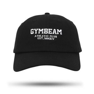Czapka unisex fitness z daszkiem czarna Athletic Club. Czarne czapki GYMBEAM, bez wzorów, sportowe. Za 59,90 zł.