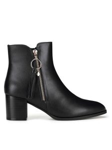 MEXX Botki MX/006C-WYL Czarny. Czarne botki Mexx, bez wzorów, ze skóry, bez obcasa, na słupku, bez zapięcia. Za 369,99 zł.