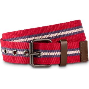 Pasek parciany bonprix czerwono-indygo-kremowy. Paski marki bonprix. Za 29,99 zł.