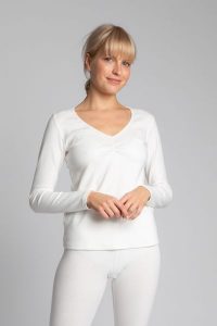 Bluzka Bawełniana z Długim Rękawem - Ecru. Czarne piżamy MOE, bez wzorów, z bawełny, bez ramiączek. Za 249,90 zł.