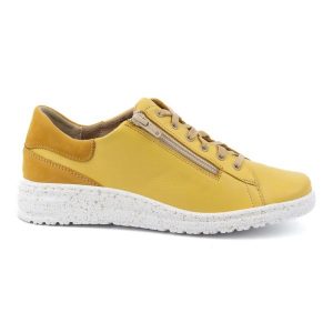 WASAK Półbuty damskie sneakersy skórzane 0720W żółte. Żółte półbuty bez wzorów, ze skóry, bez obcasa, bez zapięcia. Za 408,14 zł.