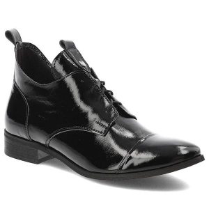 Czarne Botki Armodo Stylowe Skórzane Buty Na Obcasie. Czarne botki Armodo, bez wzorów, ze skóry, bez obcasa, na obcasie, bez zapięcia. Za 329,00 zł.