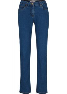Dżinsy Straight, Mid Waist, ze stretchem. Niebieskie jeansy bonprix, bez wzorów, z jeansu. Za 97,99 zł.