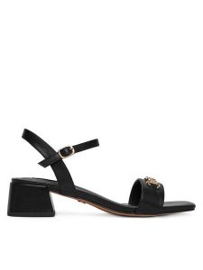 Nine West Sandały R23SS00452 Czarny. Czarne sandały Nine West, bez wzorów, z materiału, bez obcasa, na słupku, bez zapięcia. Za 229,99 zł.