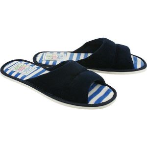 METEOR 045 KAJA granatowy, kapcie damskie. Niebieskie kapcie Meteor, bez wzorów, z tkaniny. Za 38,99 zł.