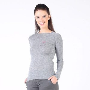 Alize - damska koszulka termoaktywna 100% merino (195 g/m²). Szare koszule nocne WOOLONA, bez wzorów, z wełny, bez ramiączek. W wyprzedaży za 297,00 zł.