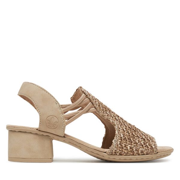 Sandały Rieker. Brązowe sandały Rieker, bez wzorów, bez obcasa, na słupku, bez zapięcia. Za 319,99 zł.