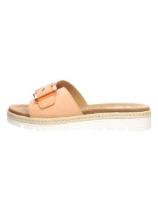 Ara Shoes Skórzane klapki w kolorze pomarańczowym rozmiar: 41. Pomarańczowe klapki Ara Shoes, bez wzorów, z otwartym noskiem, bez obcasa. Za 158,10 zł.