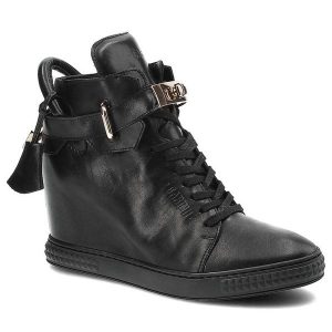 Czarne Sneakersy Carinii Wygodne Buty Damskie Na Koturnie. Czarne botki Carinii, ze skóry, bez obcasa, na koturnie, bez zapięcia. Za 339,00 zł.