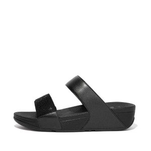 Kobiece klapki na koturnie FitFlop Lulu Hotfix. Czarne klapki FIT FLOP, bez wzorów, bez obcasa, na koturnie. Za 379,20 zł.