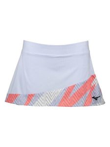 Mizuno Spódnica funkcyjna w kolorze biało-pomarańczowo-beżowym rozmiar: L. Białe spódnice Mizuno, l, bez wzorów, z materiału, sportowe. Za 83,42 zł.