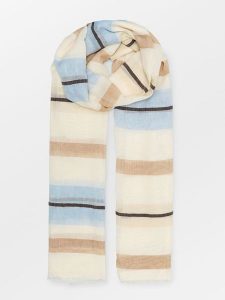 Becksöndergaard Szal "Cowea" w kolorze kremowo-beżowo-błękitnym - 180 x 90 cm rozmiar: onesize. Brązowe szaliki Becksöndergaard, bez wzorów, z bawełny. Za 86,99 zł.