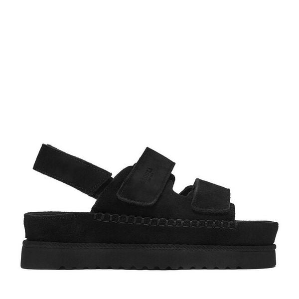 Sandały Badura. Czarne sandały Badura, bez wzorów, bez obcasa, na płaskiej podeszwie, bez zapięcia. Za 249,99 zł.