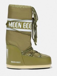 Moon Boot Kozaki zimowe "Icon" w kolorze khaki rozmiar: 39-41. Brązowe kozaki Moon Boot, na zimę, bez wzorów, z materiału, bez obcasa, bez zapięcia. Za 459,04 zł.