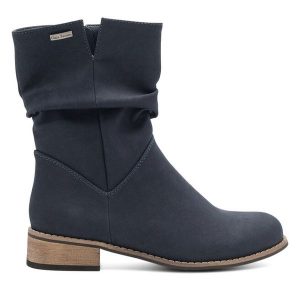 Botki Clara Barson. Niebieskie botki Clara Barson, bez wzorów, bez obcasa, na płaskiej podeszwie, bez zapięcia. Za 139,99 zł.