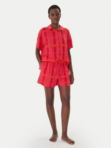 DKNY Piżama YI90113 Różowy Regular Fit. Czerwone piżamy DKNY, bez wzorów, z wiskozy, bez ramiączek. Za 379,99 zł.