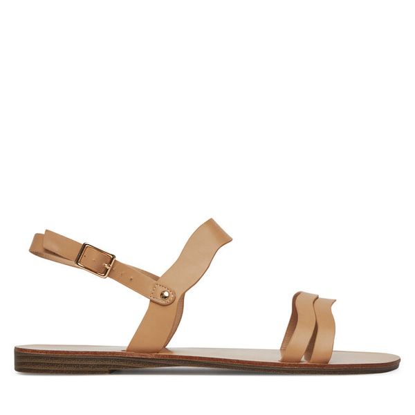 Sandały DeeZee. Brązowe sandały DeeZee, bez wzorów, bez obcasa, na płaskiej podeszwie, bez zapięcia. Za 99,99 zł.