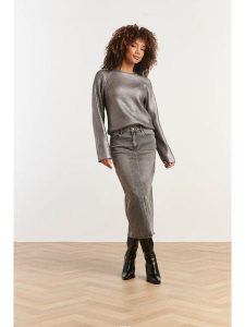 Smashed Lemon Spódnica dżinsowa w kolorze szarym rozmiar: XXL. Szare spódnice Smashed Lemon, xxl, bez wzorów, klasyczne, midi. Za 104,99 zł.