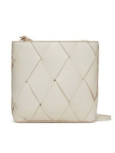 Calvin Klein Torebka Ck Woven Square Crossbody K60K612991 Biały. Białe listonoszki Calvin Klein, bez wzorów, ze skóry, bez dodatków. Za 409,99 zł.