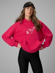 4F Bluza dresowa loose z kapturem damska - różowa XL. Czerwone bluzy 4f, xl, bez wzorów, z bawełny, z kapturem. Za 189,99 zł.