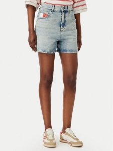 Tommy Jeans Szorty jeansowe DW0DW22893 Niebieski Mom Fit. Niebieskie szorty Tommy Jeans, bez wzorów, z jeansu. Za 409,99 zł.