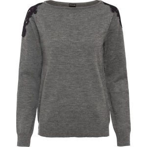 Sweter z cienkiej dzianiny. Szare swetry klasyczne bonprix, z dzianiny, bez kołnierzyka. Za 99,99 zł.