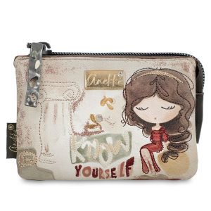 Beżowa Stylowa Portmonetka Damska Anekke. Brązowe portfele Anekke, bez wzorów. Za 119,00 zł.